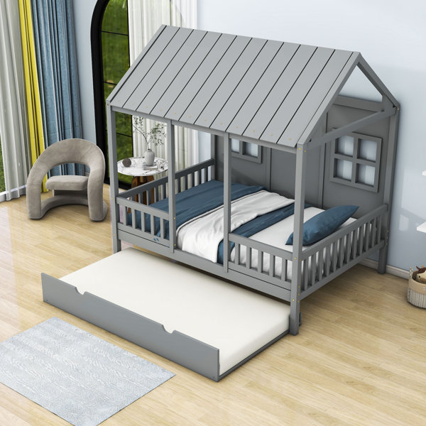 Gracie Oaks Luff Wood House Daybed with Trundle Wayfair